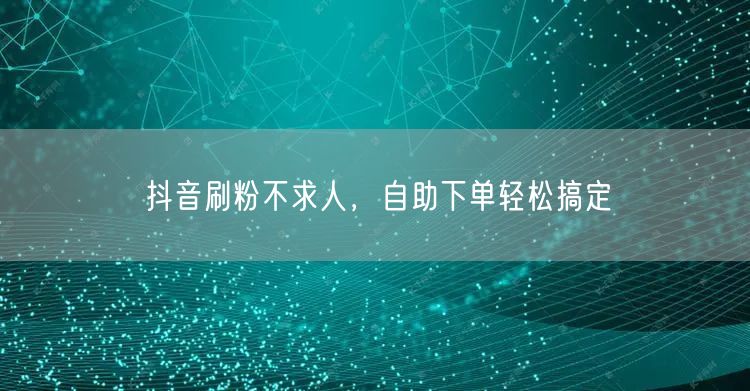 抖音刷粉不求人,自助下单轻松搞定