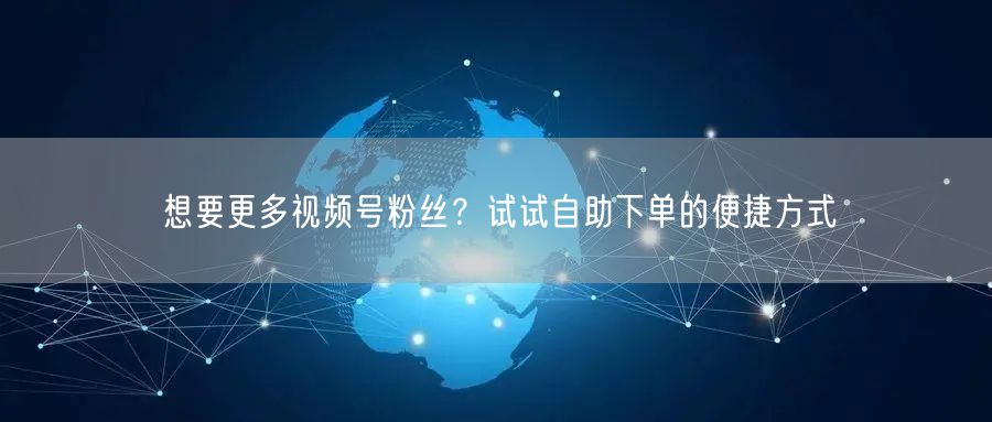 想要更多视频号粉丝?试试自助下单的便捷方式